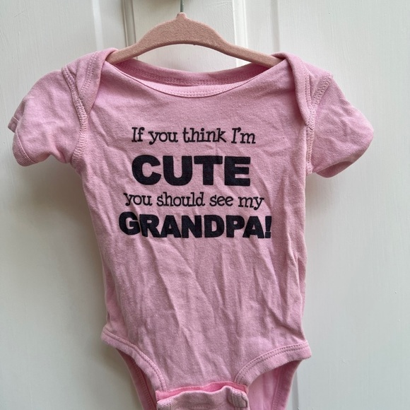 Apericots 6M Pink & Black If You Think I’m Cute You Should See My Grandpa Onesie - Picture 1 of 4